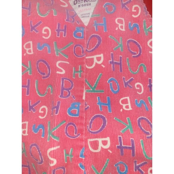 Vintage 90s OshKosh Alphabet AOP Overalls Pink Footed 6-9 Months Vestbak USA - Picture 4 of 11